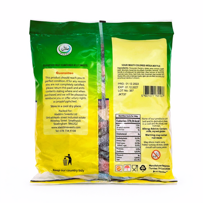 Sour Large Mixed Bottles - Halal - 500g / 1kg - Aladdins Sweets - Bulk Buy Fizzy Jellies - Gifts