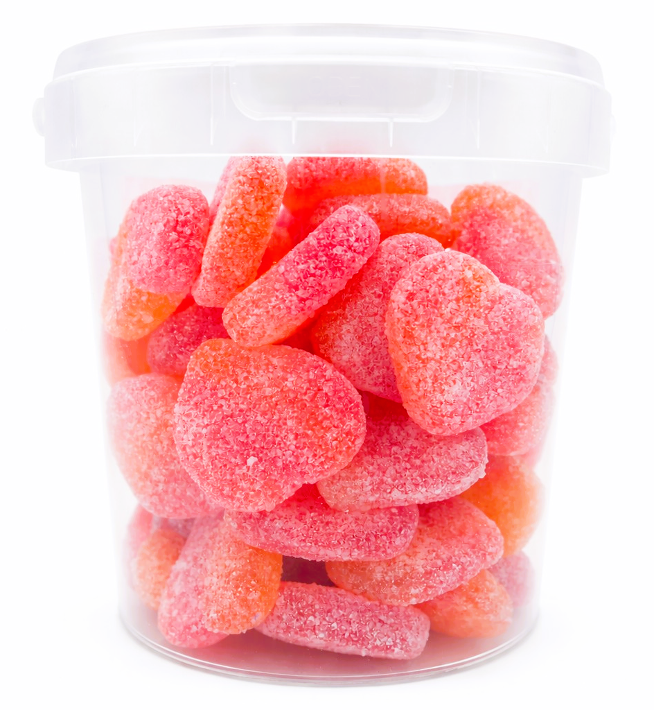 Valentines Day Fizzy Sour Peach Hearts - Halal Gummy Sweets 500g - Gift