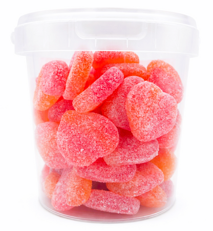 Valentines Day Fizzy Sour Peach Hearts - Halal Gummy Sweets 500g - Gift
