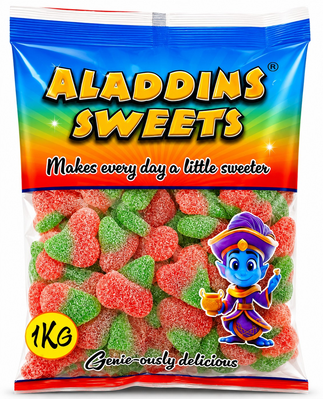 1kg Halal Sour Twin Cherries Jelly Aladdins Sweets Bulk Bag Pick n Mix Jellies