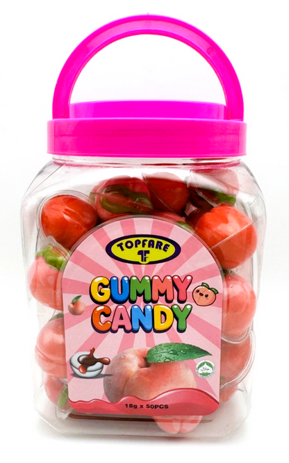 Peach Gummy Juicy Filled Sweets 50 x 18g Jar Halal Kids Party Bags Fillers