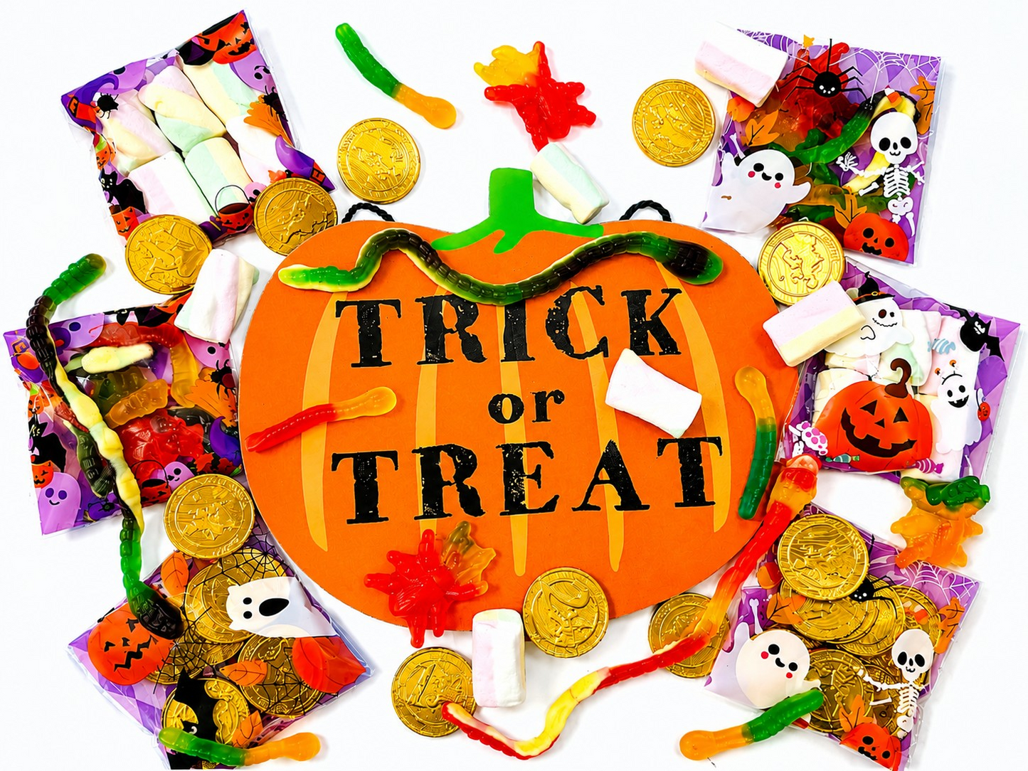 Halloween Pre-Filled Sweets Jelly 50g Bags - Spooky Trick or Treat - Halal Party Bag Gifts