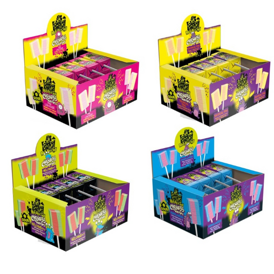 30 x 10g Sour Chewbies Duo Pops - Assorted Flavours - Retro Drumstick - Chewy Lollipops -