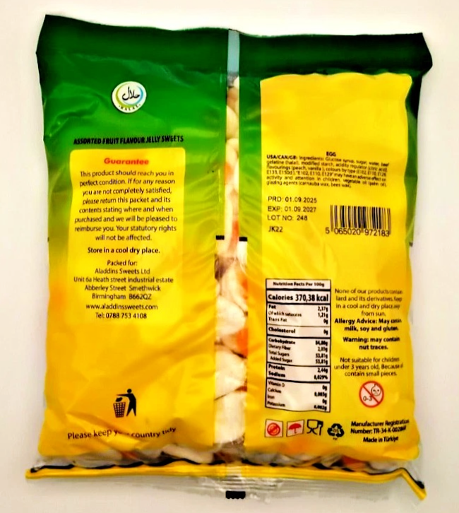 1kg Fried Eggs Jelly & Foam Halal Jellies Aladdins Sweets Bag