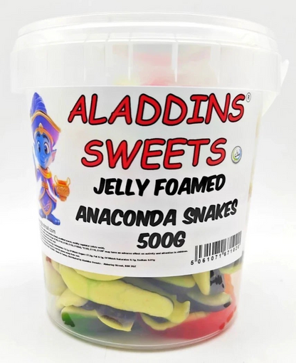 500g Jelly Anaconda Snakes Jellies - Halal Jelly - Aladdins Sweets Tubs
