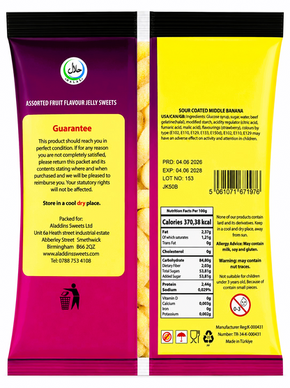 500g - 1kg Sour Banana Foams - Halal - Aladdins Sweets - Retro Pick n Mix Jellies
