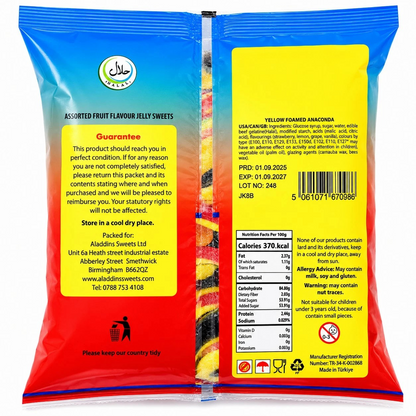 1kg Halal Yellow Bellied Anaconda Snakes Jelly Sweets Bulk Bag Pick n Mix Aladdins Sweets Jellies