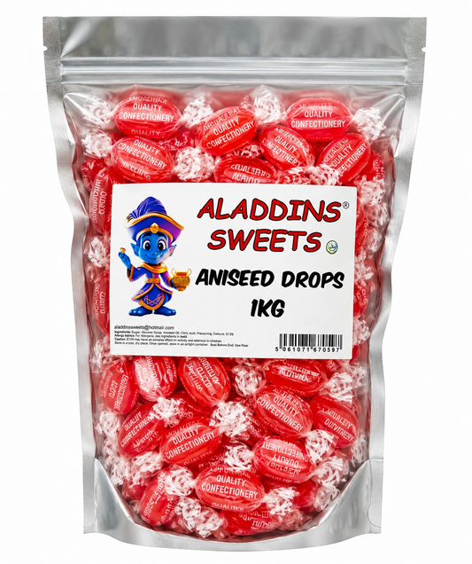 Aniseed Drop Boiled Sweets - Pick N Mix 1kg 3kg 500g Tub Candy - Aladdins Sweets Bulk Buy
