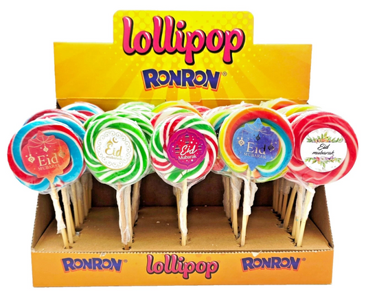 Eid Mubarak Fruity Lollipops Pack of 50 x 30g – Halal Vegan Party Bag & Gift Sweets