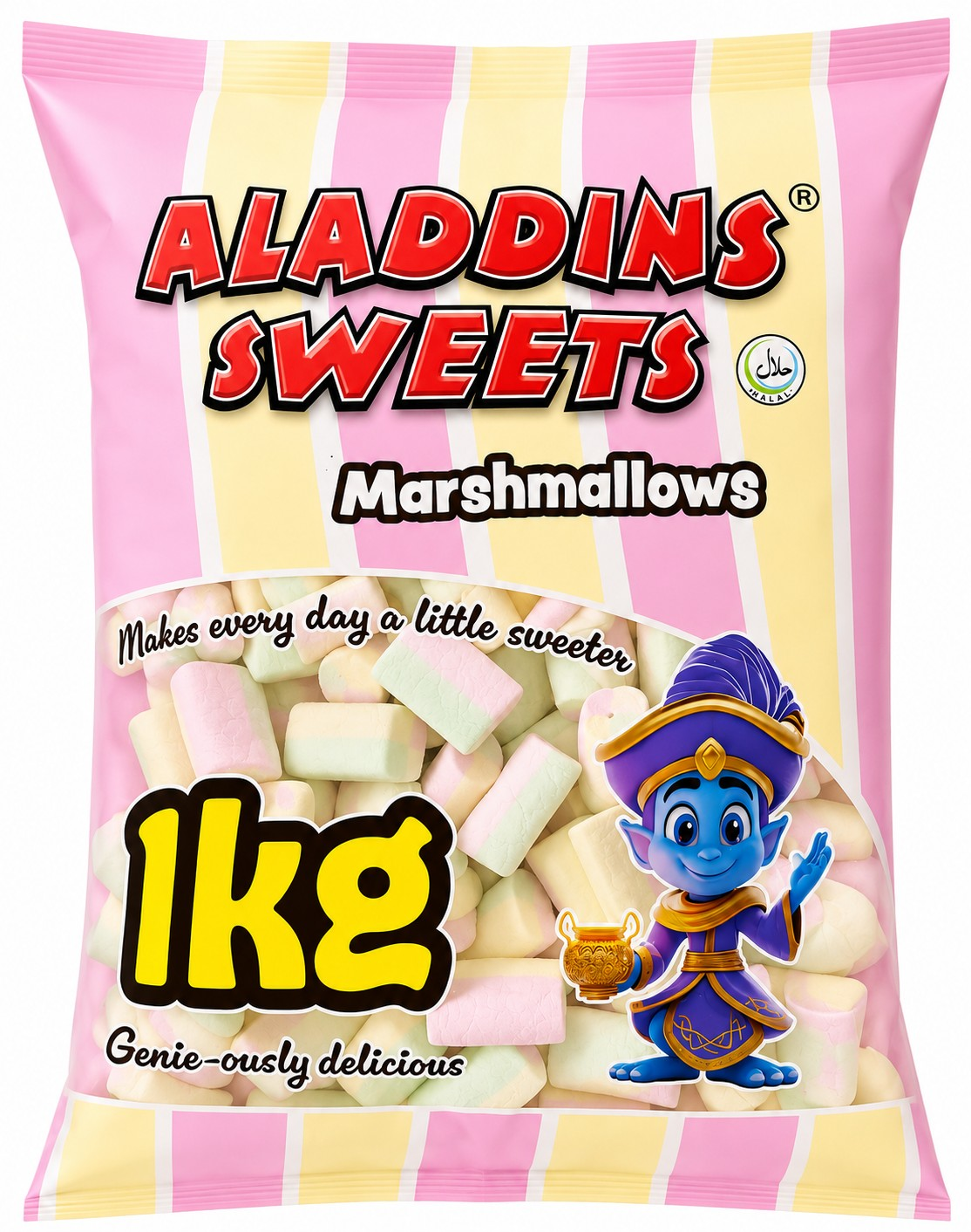 1kg Rainbow Twist Marshmallows - Halal - Aladdins Sweets