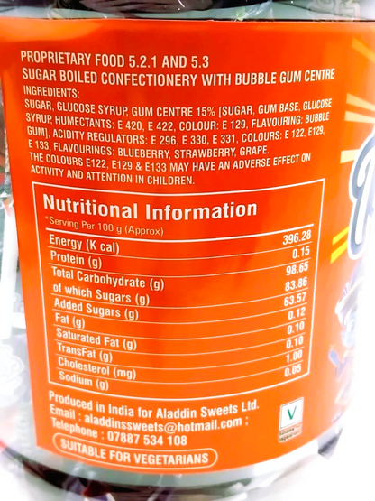 Aladdins Mix Pops 60 x Lollipops Bubblegum Centre Assorted Flavour Lollies