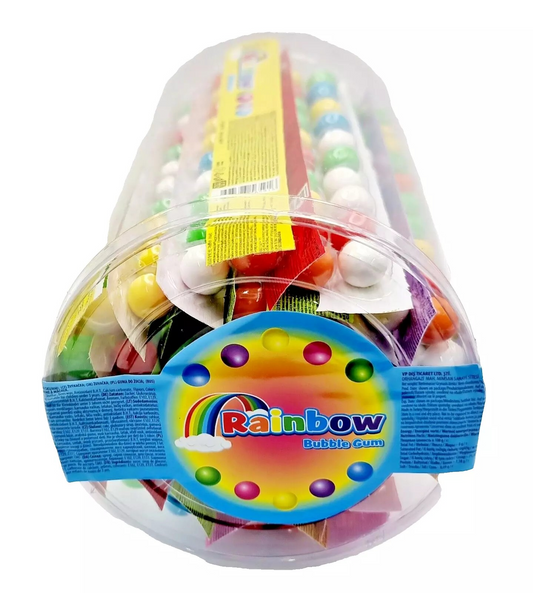 PACK OF 42 RAINBOW BUBBLEGUM BALLS STRIP JAR