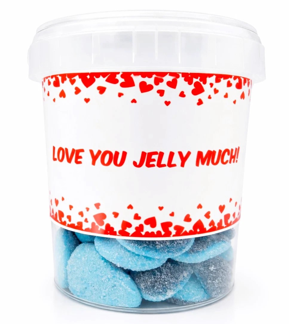 Valentines Day Fizzy Sour Blue Hearts - Halal Jelly Gummy Sweets 500g - Gift