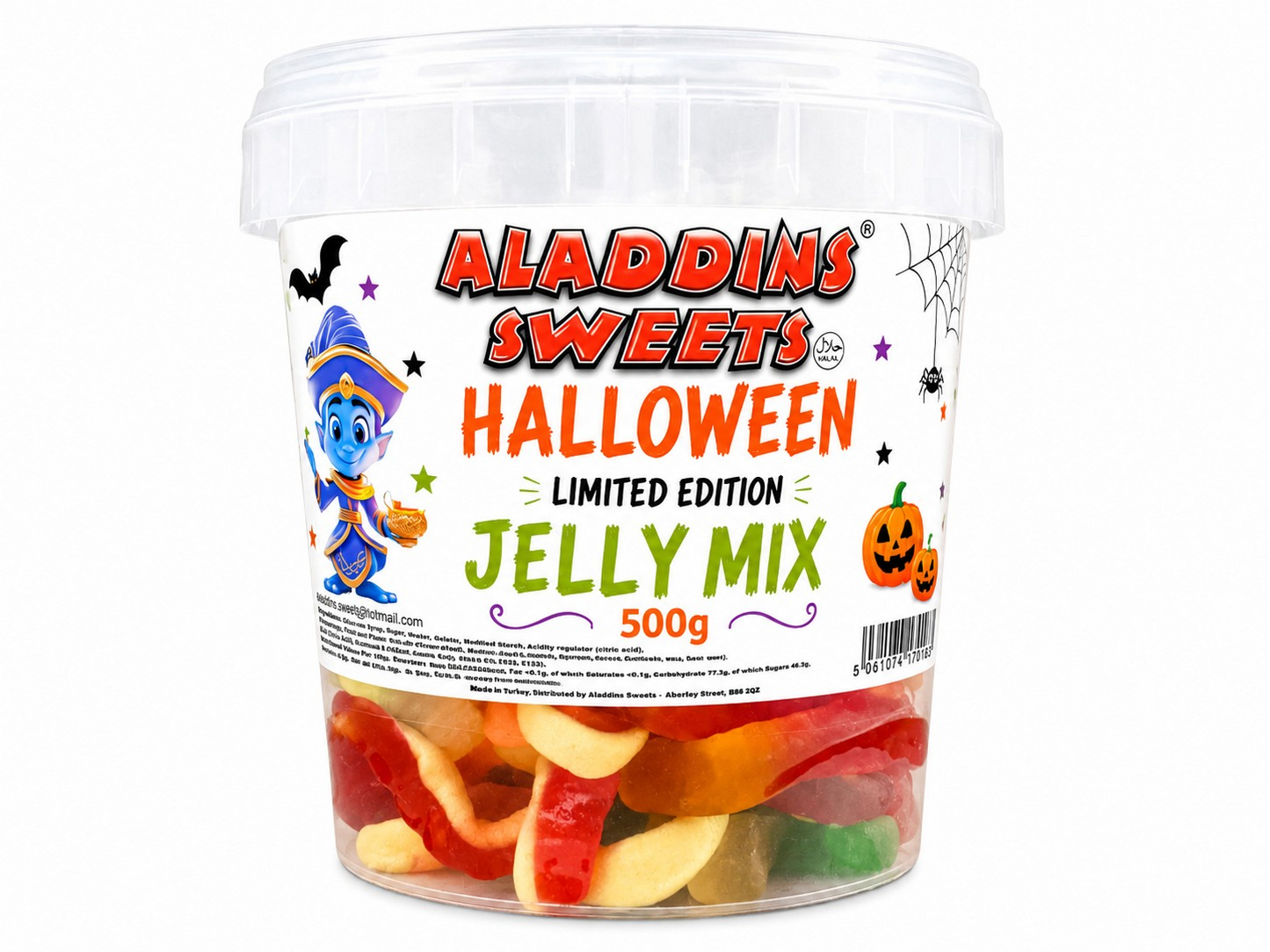 Halloween Spooky Jellies - Jelly Mix and Jelly & Fizz Mix - 500g Tub - Halal - Aladdins Sweets