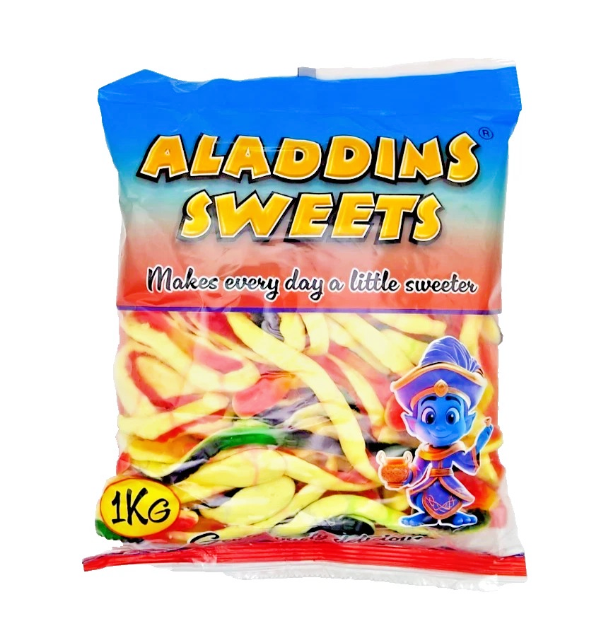 1kg Jelly Yellow Bellied Anaconda Snakes - Halal Jellies - Aladdins Sweets Bags