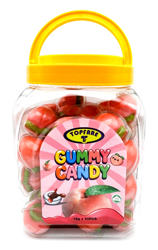 Peach Gummy Juicy Filled Sweets 50 x 18g Jar Halal Kids Party Bags Fillers