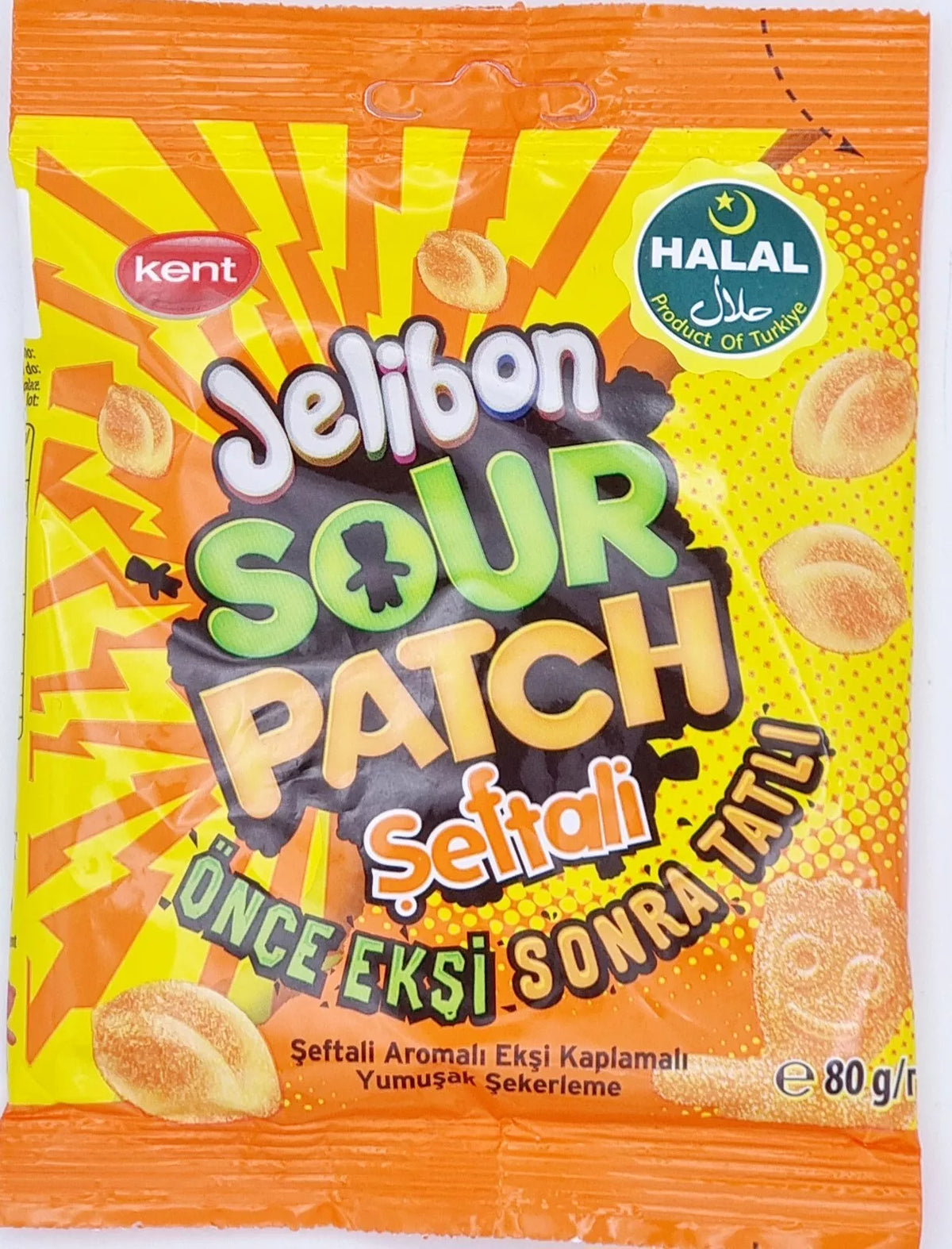 Kent Sweets Pack of 24 Halal Kent Jelibon Sour Patch Peach (Seftali) BBE 07/2026 ...