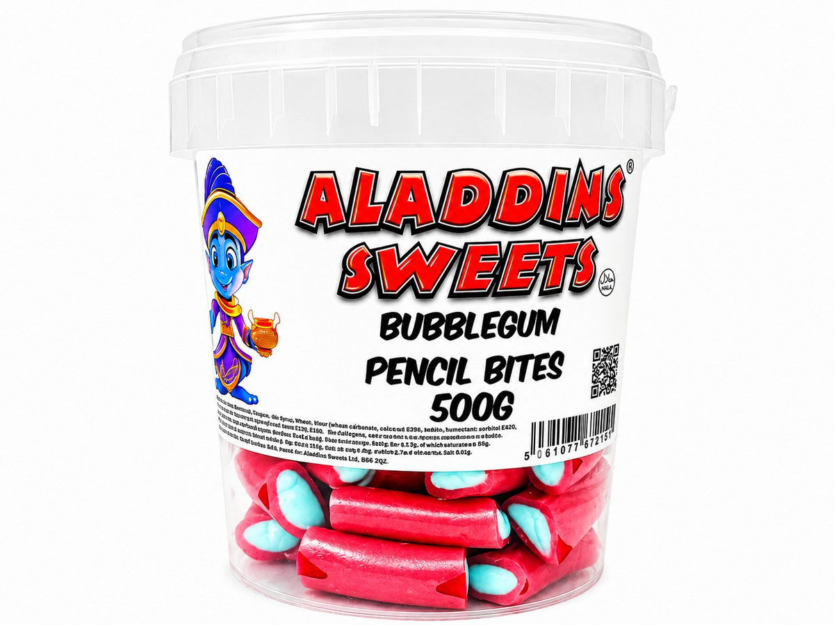 500g & 1kg Bubblegum Liquorice Pencil Tube Bites - Retro Halal Sweets - Kids Party Cones Gifts