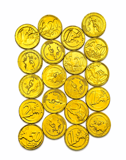 50 x Milk Chocolate Gold Money Coins - Treasure Chest - Weddings - Kids Party Bags - Eid Snacks