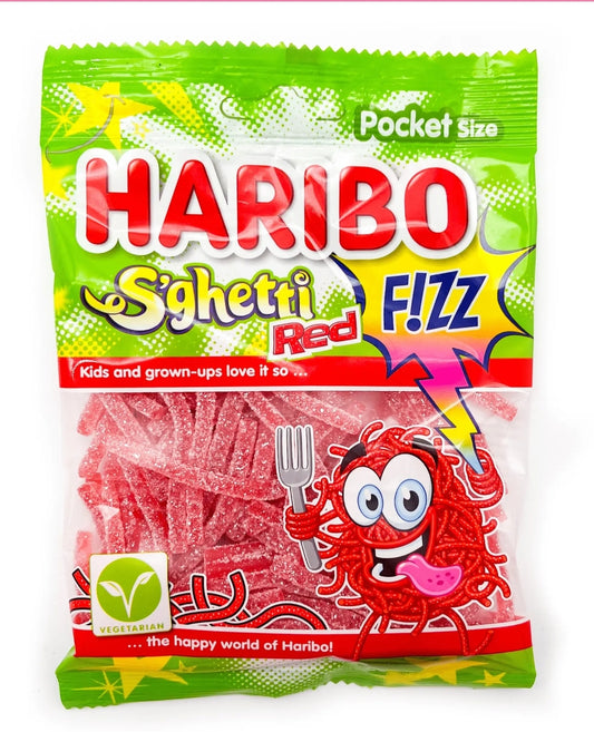 Haribo Spaghetti Red Sweet Gummy Jellies 70g bags Vegetarian (Halal suitable) Kids Party Bags