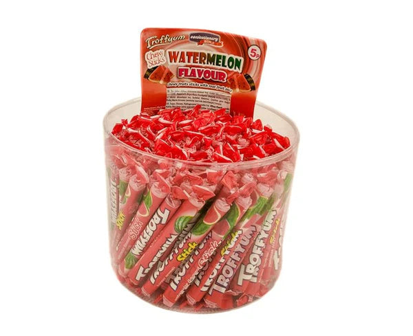 PACK OF 125 HALAL TROFFYUM WATERMELON FLAVOUR CHEW STICKS