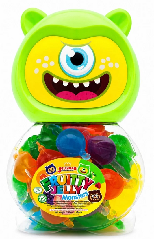 Fruity Jelly Monsters Money Box Jar Halal Vegetarian Jellies Gift Party Sweets