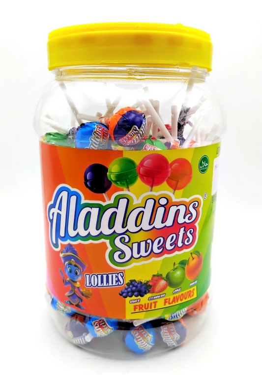 120 x Lollipops - Aladdins Sweets - Assorted Fruit - Kids Party Favour Bags Gift - Halal