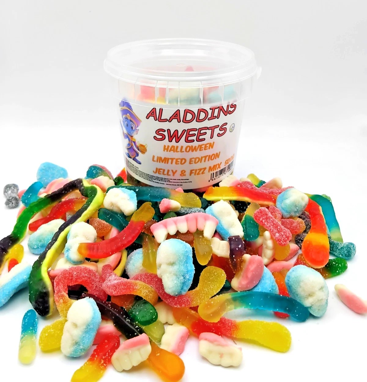 Halloween Spooky Jellies - Jelly Mix, Fizzy Mix, Jelly & Fizz Mix - 500g Tub - Halal - Aladdins Sweets