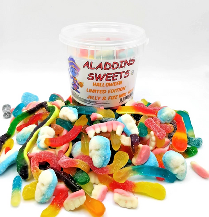 Halloween Spooky Jellies - Jelly Mix, Fizzy Mix, Jelly & Fizz Mix - 500g Tub - Halal - Aladdins Sweets