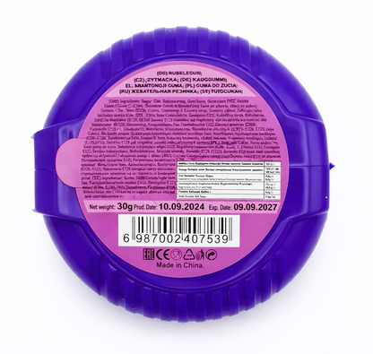 12 x 30g Bubble Gum Roll with Tattoo - Crazy 2 in 1 - Blackcurrant & Raspberry Party Bags