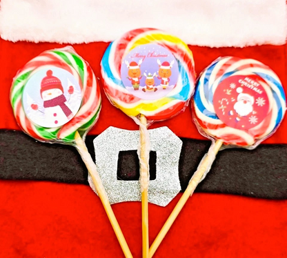Christmas Large Fruity Lollipops - Party Bags & Gifts Sweets - Halal - Vegan Lollies - Snacks Candy