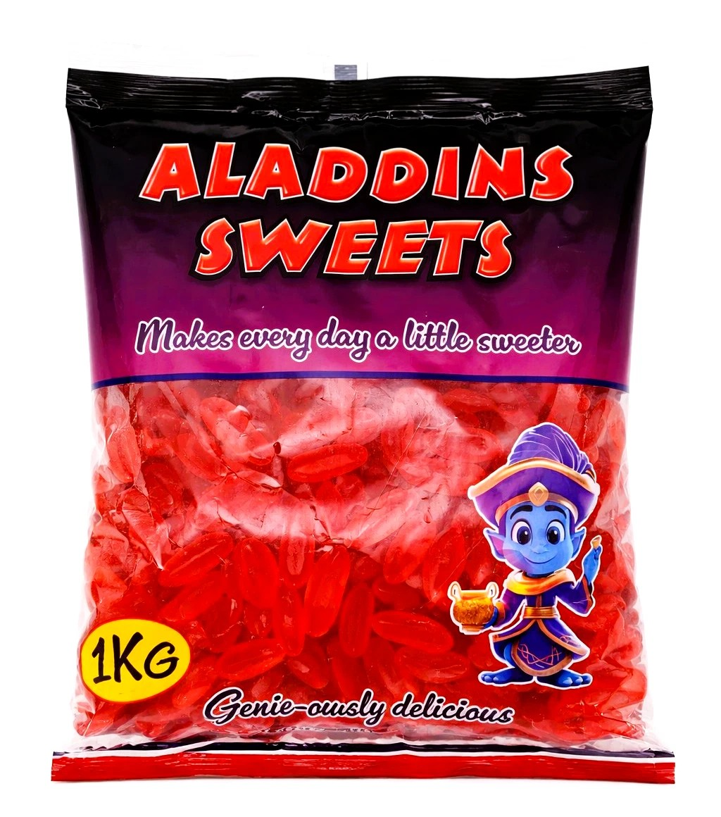 1kg Jelly Strawberry Lips Halal Aladdins Sweets Bulk Buy party cones