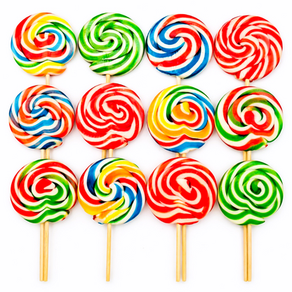 Pack of 25 Halal RonRon Lollipops Rainbow Swirly Lollies