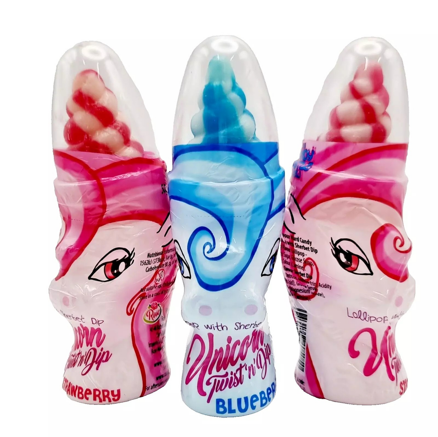 PACK OF 12 HALAL UNICORN TWIST N DIP LOLLIPOPS