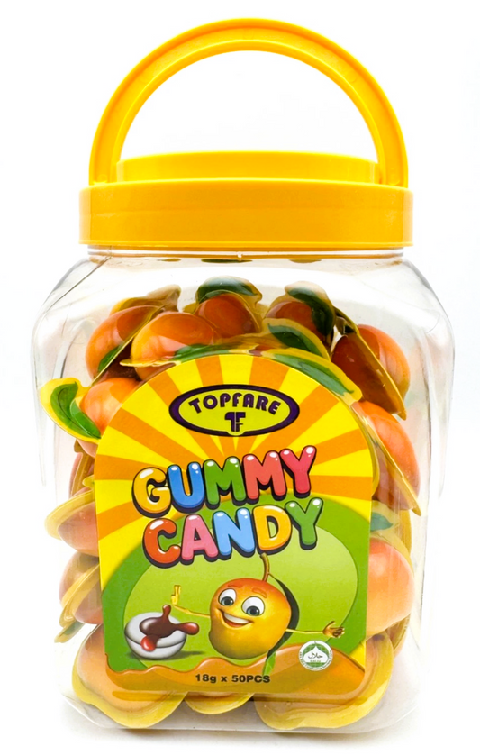 Mango Gummy Juicy Filled Sweets 50 x 18g Jar Halal Kids Party Bags Fillers