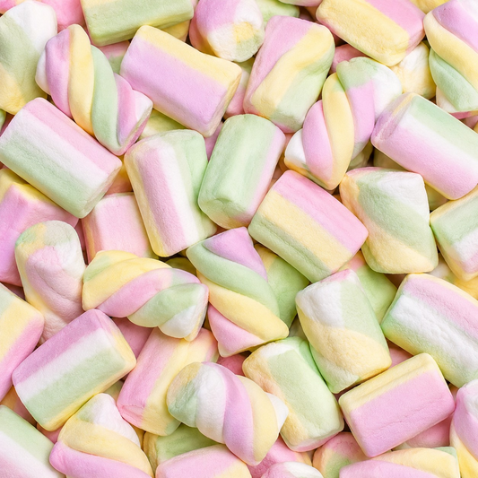 1kg Rainbow Twist Marshmallows - Halal - Aladdins Sweets