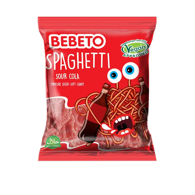 PACK OF 12 HALAL BEBETO SPAGHETTI SOUR COLA VEGAN