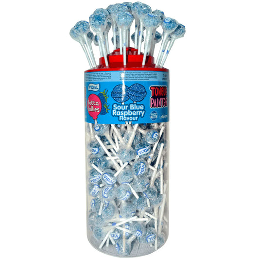 Pack of 150 Halal Vidal Lollipops Sour Blue Raspberry