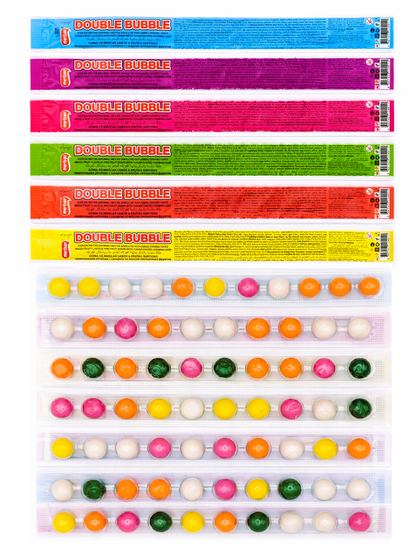 Bubblegum Ball Strips - 48 Pack Retro Gum Balls | Party Bag Fillers