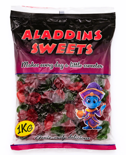 1kg Twin Cherries Halal Jellies Aladdins Sweets Jelly Bag