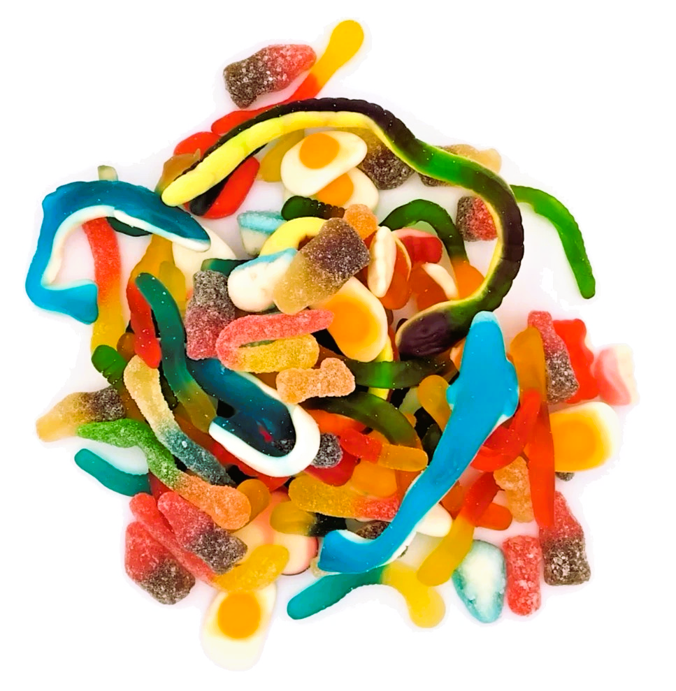 500g Jelly & Fizz Mixture - Sour Jellies Pick n Mix, Halal Aladdins Sweets Tub - Assorted Jellies