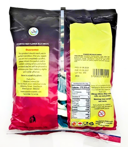 1kg Large Blue Jelly Sharks Bag - Halal |Aladdins Sweets