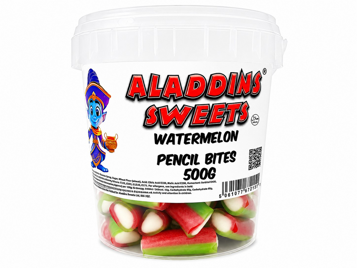 500g & 1kg Watermelon Liquorice Pencil Tube Bites - Retro Halal Sweets - Kids Party Cones Gifts