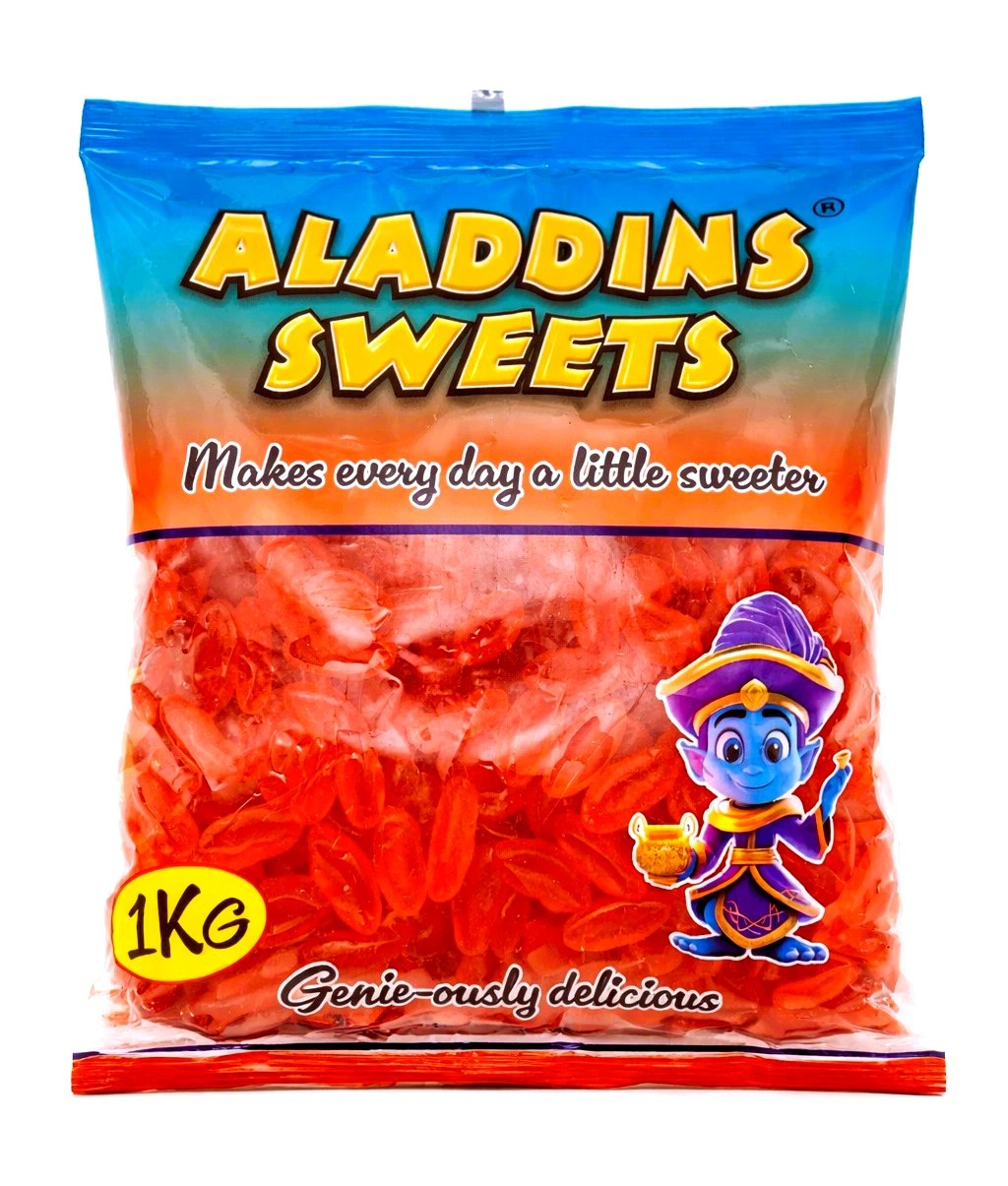 1kg Jelly Strawberry Lips Halal Aladdins Sweets Bulk Buy party cones