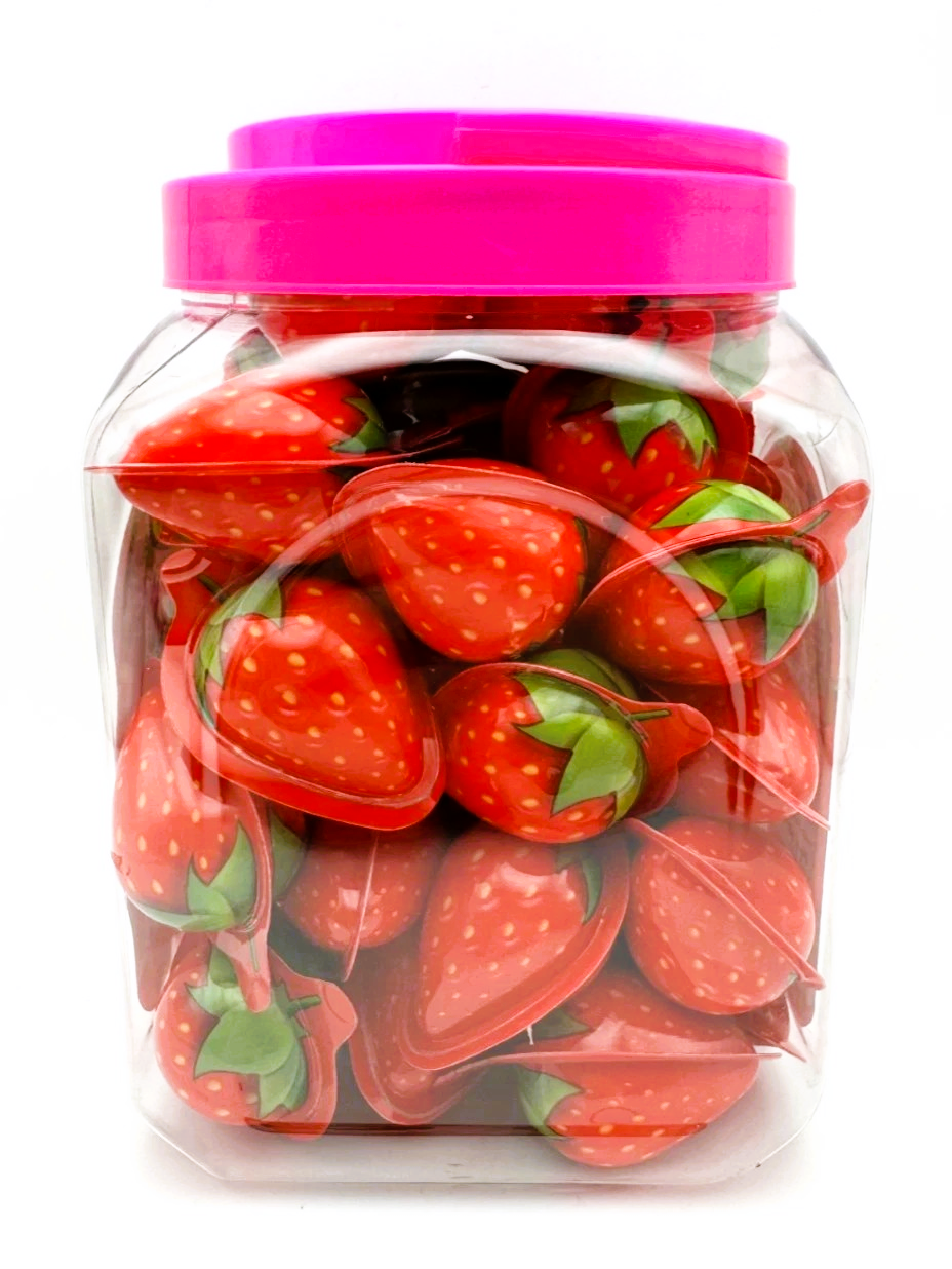 Strawberry Gummy Juicy Filled Sweets 50 x 18g Jar Halal Kids Party Bags Fillers