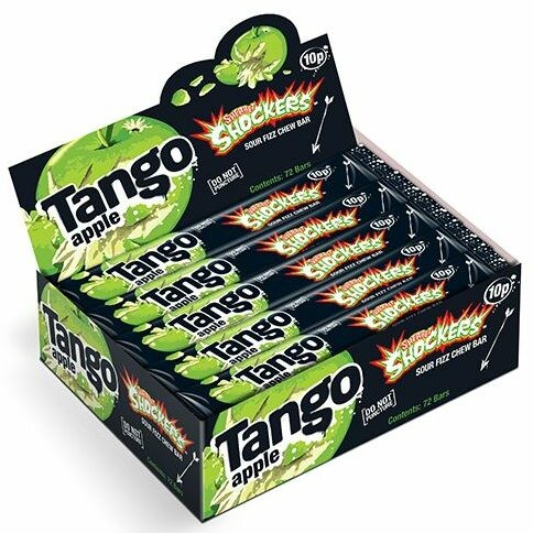 PACK OF 72 TANGO APPLE SHOCKERS SOUR FIZZ CHEW BARS HALAL/VEGAN