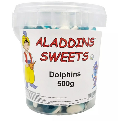 500g Blue Dolphins Jellies, Halal Aladdins Sweets Tub