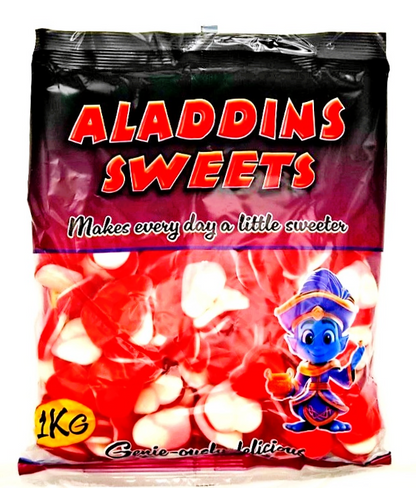 1kg Bag Jelly & Foam Hearts Halal Aladdins Sweets