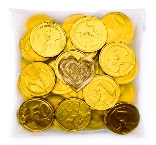 50 x Milk Chocolate Gold Money Coins - Treasure Chest - Weddings - Kids Party Bags - Eid Snacks